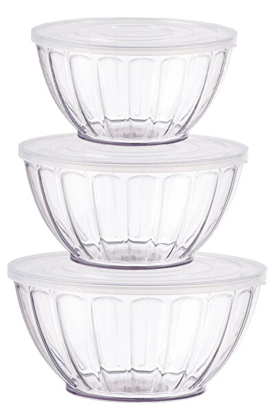 Smart Kitchen Set of 3 acrylic bowls with lids