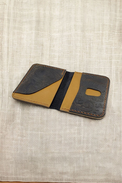 Leather Cy Eclipse Black Camel Genuine Leather Men Women Card Holder Wallet Name Writing Included Handmade Unisex