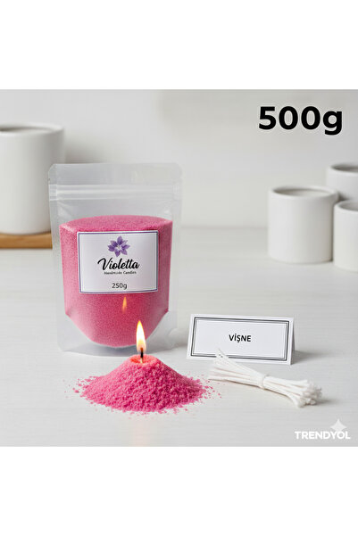 violleta Fuşya (Vişne)kokusu Toz Mum Parafini ve Fitili Seti (inci tozu mum) ...