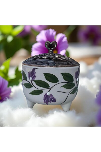 İlbay Çini Takı Lilac Grapevine Patterned Ayşen Sugar Bowl