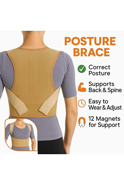 Fstyle Adjustable Back Brace Belt Size L for Posture Correction and Spine Pain Relief