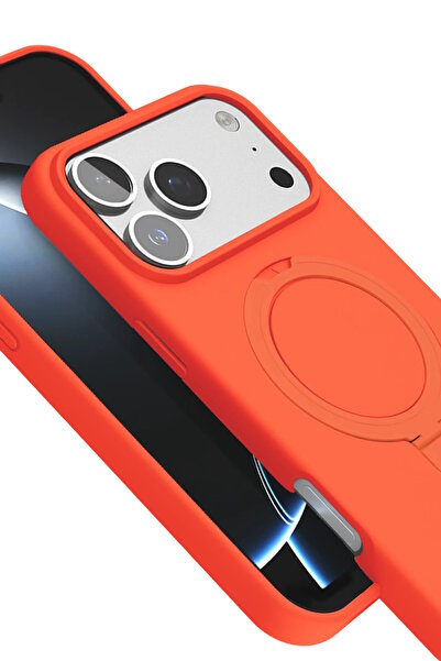 m.tk moveteck iPhone 17 Pro Max Kılıf Magsafe Halkalı Extra Standlı içi Kadife Yumuşak Renkli Süet Silikon Kapak