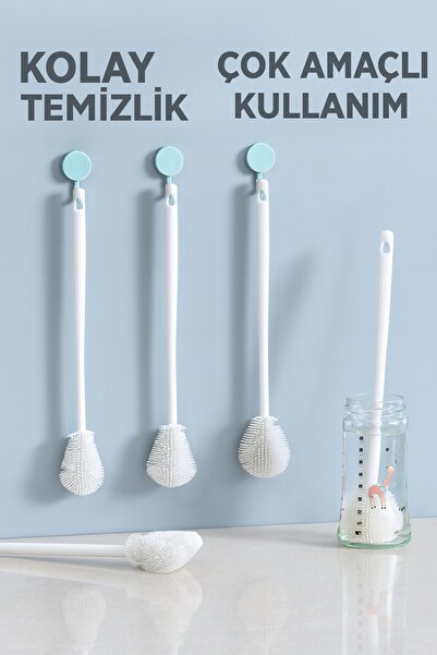poswicon Emzik Temizleme Fırçası Cam Şişeler Beyaz Mutfak Temizleme Araçları ...