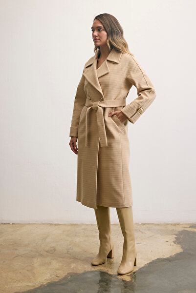 KENT Belted Classic Long Open Camel Coat