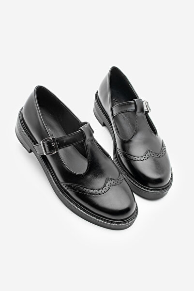 Marjin Жіночі лофери з двосторонньою стрічкою для щоденного носіння Titra Чорні