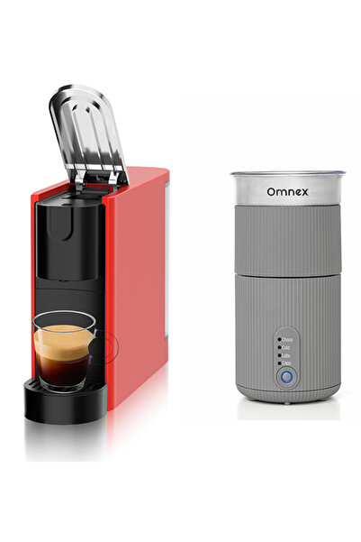 Omnex Ox-Pro Capsule Espresso Machine Red & Swifo Max Milk Frother