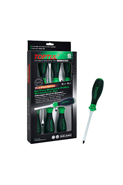 TOPTUL Set surubelnite de impact Pro-Plus GFE0602, profil drept 5.5x100, 6.5x150, 8x175, 10x200, pro