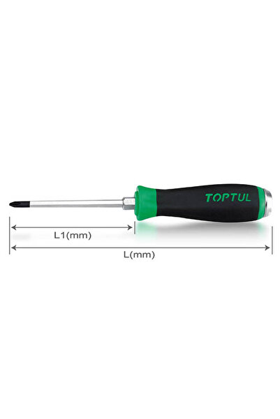 TOPTUL Screwdriver FBGB0108, PH1, length 190 mm, active length 75 mm, ergonomic handle, grip