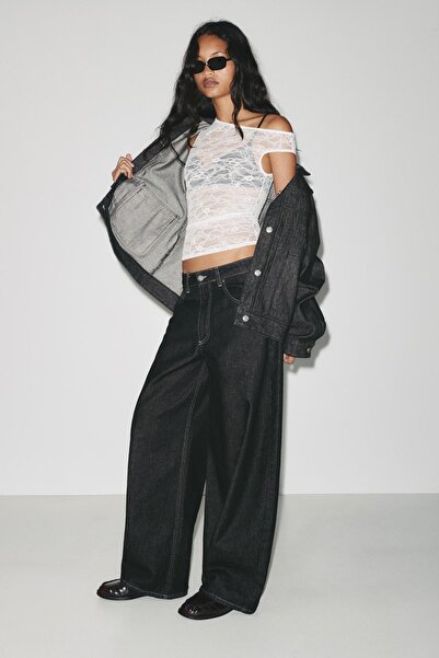 Pull & Bear Asimetrik dantel bluz