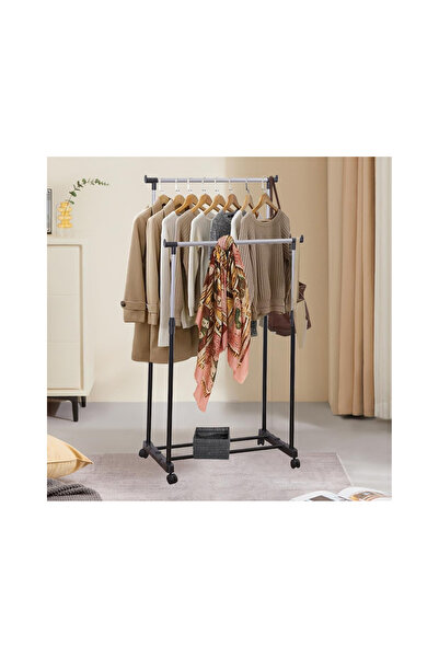 Bisbell Telescopic Double Pole Garments Rack – Adjustable Clothes Hanger Stan...