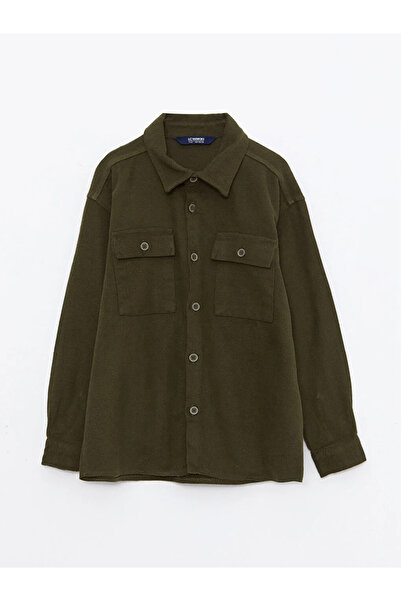LC Waikiki Lcw Kids Khaki Basic Long Sleeve Cotton Boys Shirt