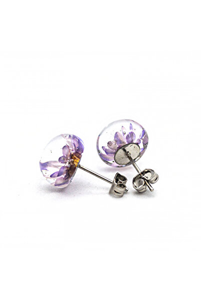 Mudrames Art Cercei handmade din rasina, Flori uscate Glixia, 9-13 mm