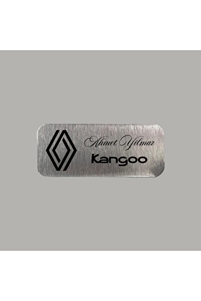 CRF Kişiye Özel Renault Kangoo Yeni Logo Metal Etiket 3x7 cm Arkası Yapışkanl...