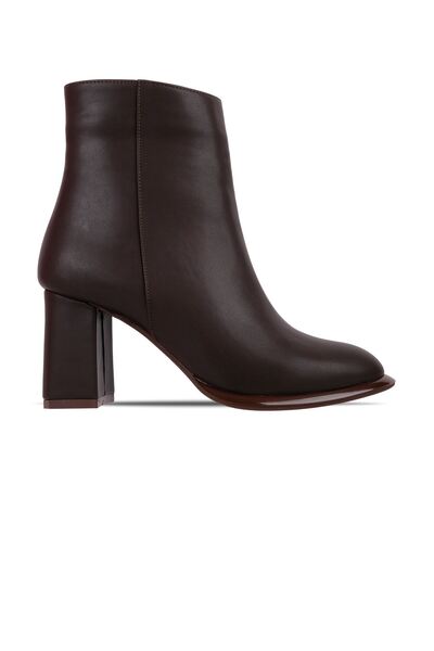 MY DERİ Zezy Жіночі черевики на підборах із застібкою-блискавкою та круглим н...