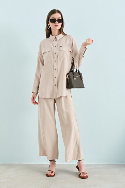 Nihan Pantolon Tunik Modal Takım Bej