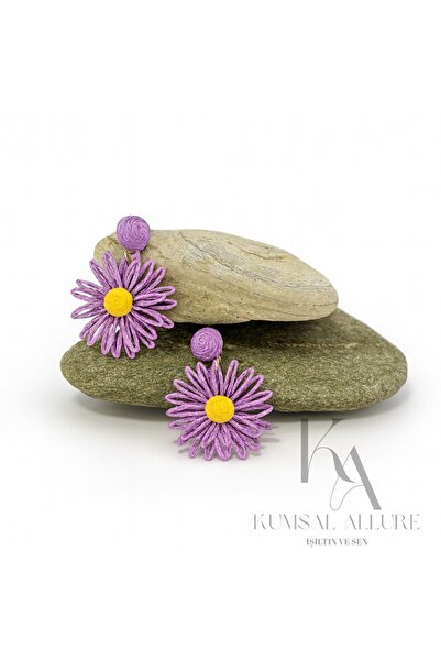 Kumsal Allure Handmade Daisy Earrings – Elegant Summer Accessory, Lightweight and Natural Design