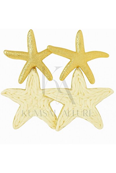 Kumsal Allure Gold Starfish Earrings – Summer Bohemian Design, Handmade