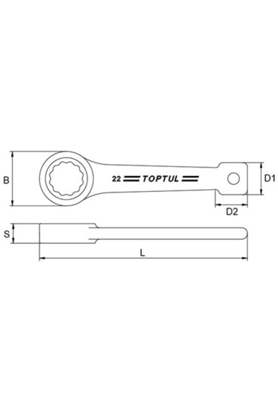TOPTUL AAAR4545 impact ring wrench, spanner width 45 mm, length 240 mm, chrome molybdenum