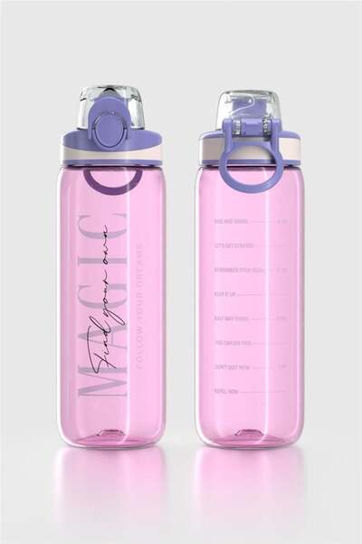 Renga Trego Text Patterned 630 ml Tritan Flask 912155 Purple