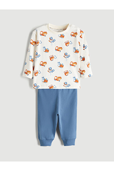 LC Waikiki Ecru Crew Neck Baby Boy T-Shirt and Sweatpants