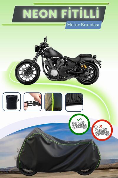 Cemku Cool غطاء محرك أسود قماش مجدّل حقيبة متوافق مع ياماها XV950R