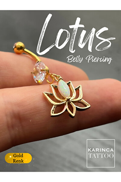 Karınca Piercing Lotus Taşlı Göbek Piercing Yüksek Kalite