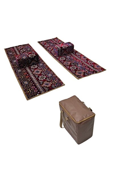 smart home Premium Heritage Floor Seating Set for Home, Camping – Set of 2 Mats-200x70 cm+ 2 Marakesh-45x20 cm