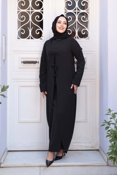 N.S NEVA STYLE Dress Black Hijab Double Set 76091S