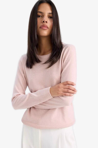 DeFacto Regular Fit Crew Neck Knitwear Pink Women's Sweater F7091Az/Pn638
