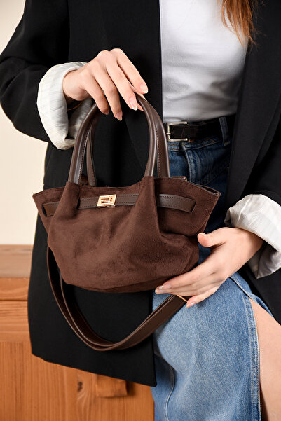 H&D COLLECTİON New Season Lock Detailed Suede-Nubuck Mini Bag