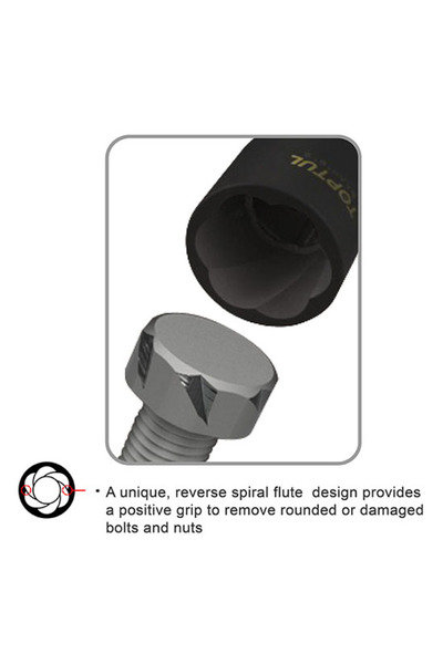 TOPTUL BAAK1613 socket wrench, screw extractor, 1/2 inch square drive, wrench opening 13 m