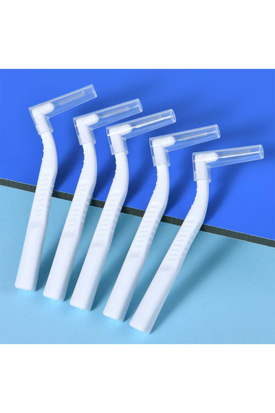 L&Wen L-Shaped Interdental Brushes Set, Non-Slip Dental Toothpick Floss for Braces 10PCS (0.4mm, White)