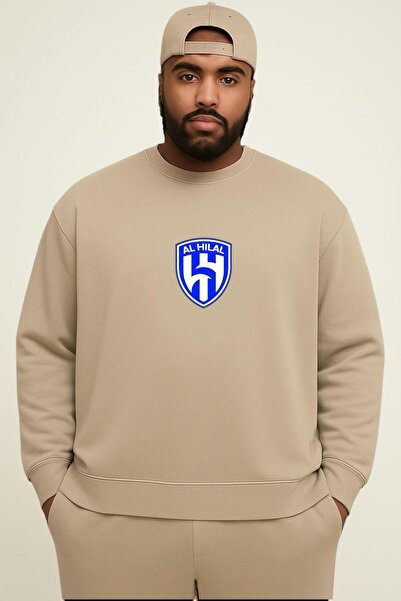 DM DOLCE MORE سترة رياضية كبيرة الحجم للجنسين مطبوعة بشعار الهلال مصنوعة من ا...