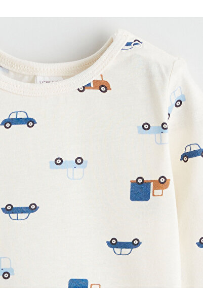 LC Waikiki Ekru Bisiklet Yaka Erkek Bebek Çıtçıtlı Body ve Pantolon