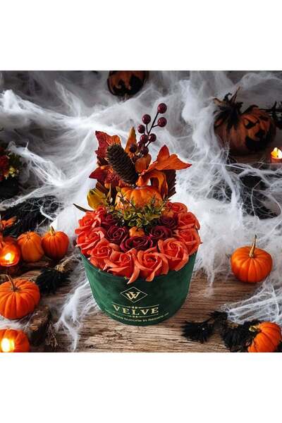 velve Decor de Halloween Amber Dream,cu trandafiri din sapun,detalii tematice, dovleci, ghinde,ciupercute