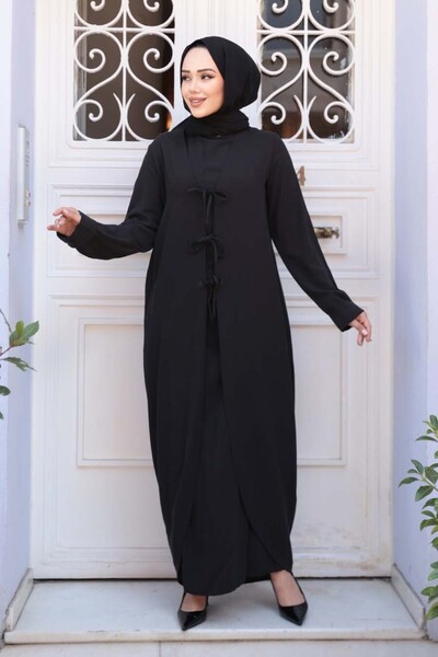 N.S NEVA STYLE Dress Black Hijab Double Set 76091S