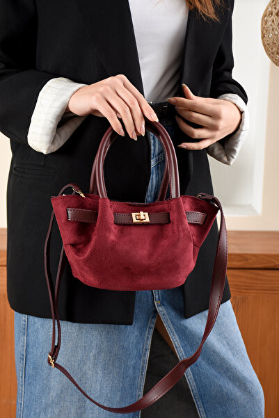 H&D COLLECTİON Μίνι τσάντα από σουέντ-νούμποκ με λεπτομέρεια κλειδαριάς νέας ...