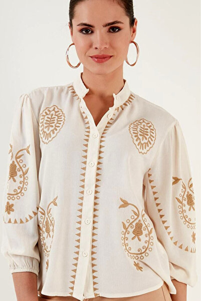 Genel Markalar Düğmeli Hakim Yaka Ucu Lastikli Fakir Truvakar Yarım Kol Etnik...