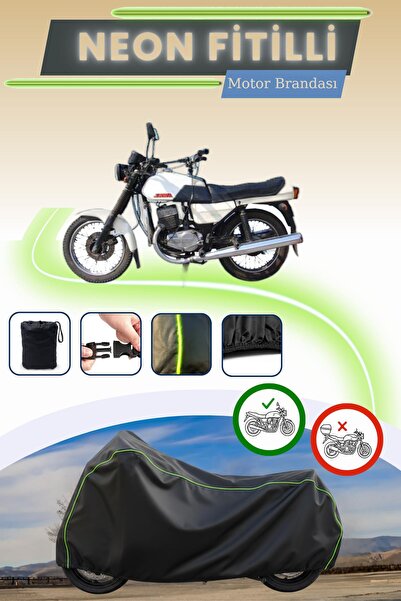 Cemku Cool غطاء محرك أسود قماش مجدّل حقيبة متوافق مع دراجة جاوا 350 توين سبورت