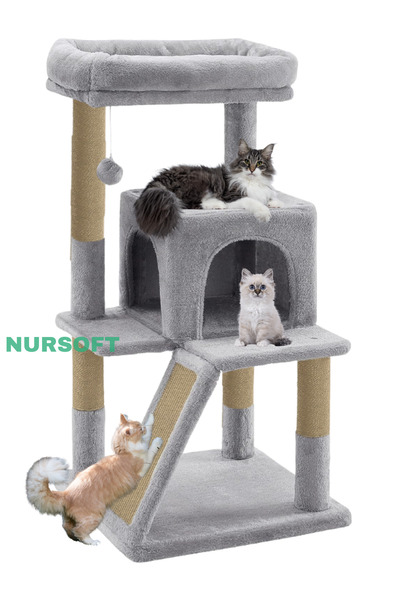Nursoft Terraced Cat Scratching House with Nest and Scratching Post