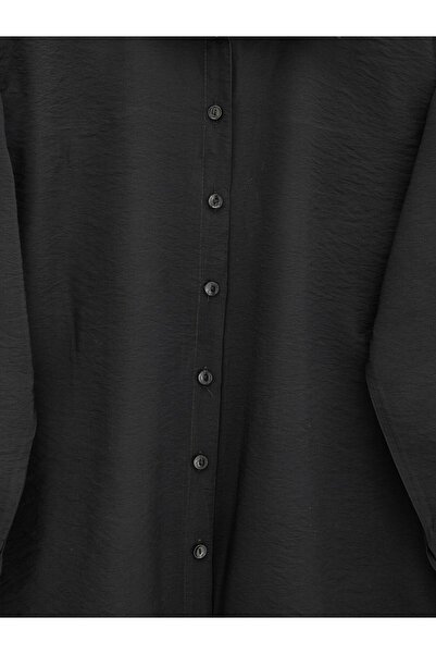Modamorfo Long Buttoned Back Poplin Shirt - Black