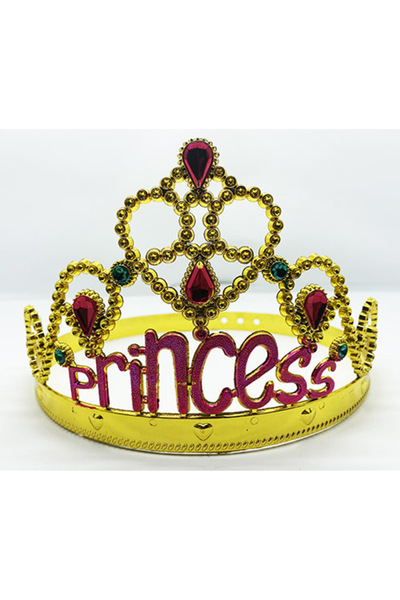 URZ GRUP تاج حفلات قابل للتعديل باللون الذهبي مع كتابة الأميرة