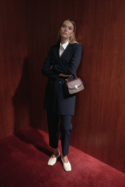 Nihan Kruvaze Blazer Ceket Lacivert