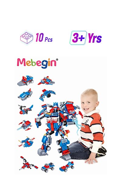 MEBEGIN لعبة المتحولون 10 في 1 مع أنماط لعب متعددة، لعبة سيارة روبوت ممتعة، لعبة روبوت تحويل المركبات،