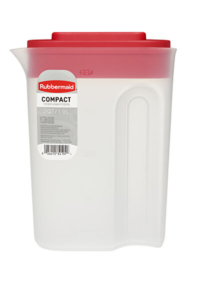 RUBBERMAID Compact Sürahi 1.9 L – Kırmızı Kapaklı, BPA’sız