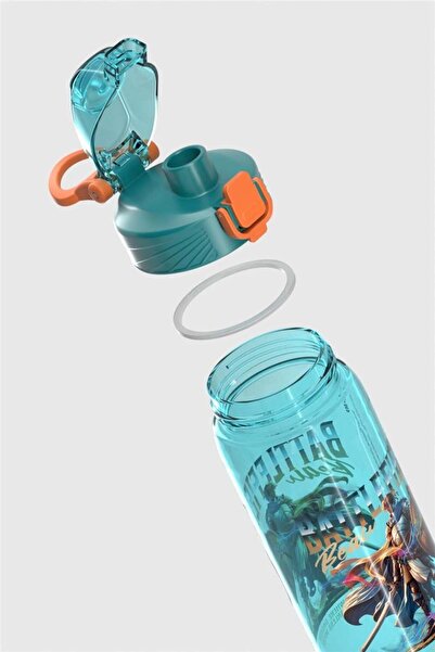 Renga Wave Patterned 630 ml Tritan Children's Water Bottle 912167 Turquoise