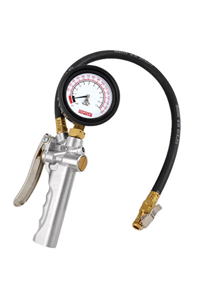 TOPTUL Manometru JEAL160A, presiune roți, alimentare aer 1/4 inch, indicator 0-11 bar, furtun 500 m
