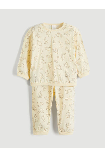 LC Waikiki Ecru Crew Neck Baby Boy Pajama Set