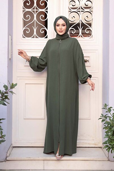 N.S NEVA STYLE Zippered Khaki Hijab Prayer Dress 73271Hk