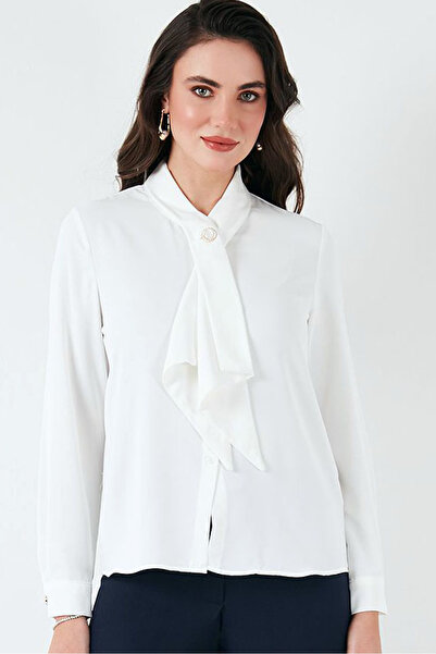 Naliru Ucu Lastikli Uzun Balon Kollu Omzu Fırfırlı Robası Etnik Desenli Yuvarlak Yaka Düğmeli Bohem Gömlek